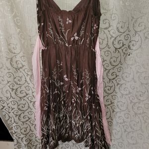 Max studio Brown and pale pink floral dress